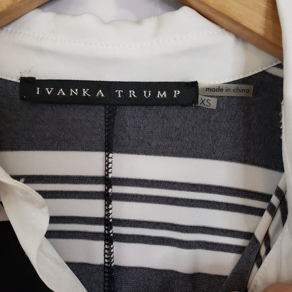 Ivanka Trump Women's Collared Sheath Dress Striped With Belt Black White Size XS - Picture 4 of 12